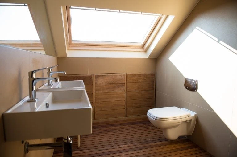 Bathroom refurbishment by Aspect. Finished bathroom in loft conversion