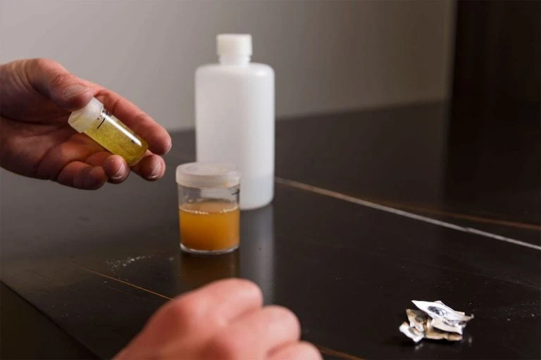 Leak detection by a tradesperson doing salts analysis for nitrates and chlorides