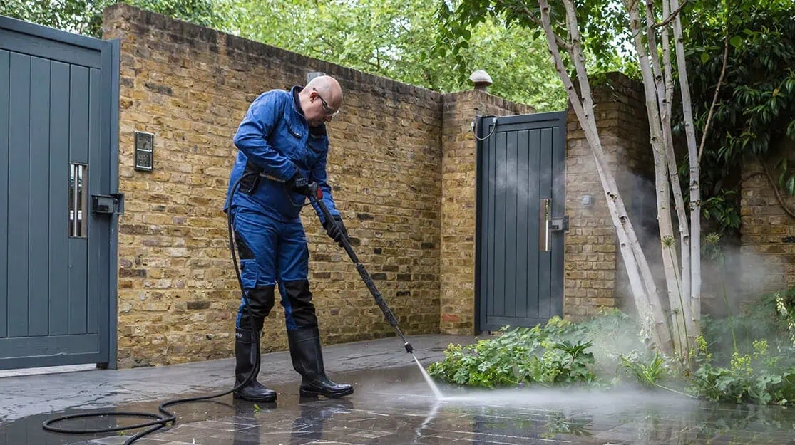 Jet washing patios, driveways and decking