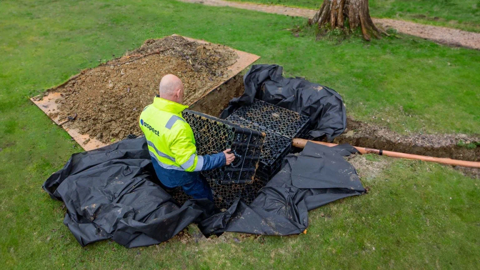 A soakaway is a garden drainage solution for waterlogging