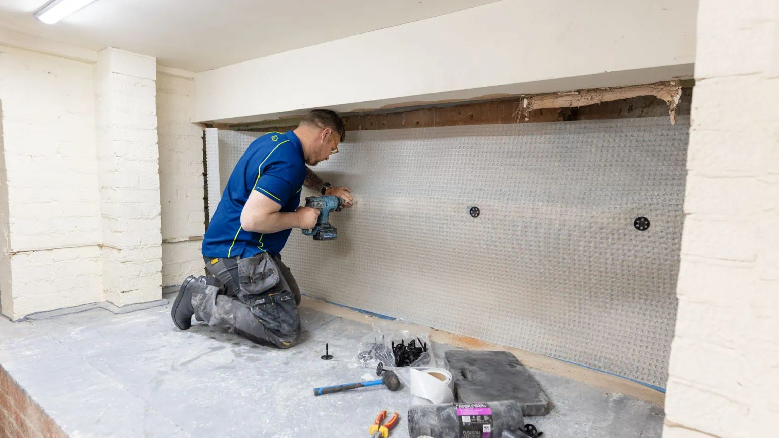 Damp proofing in the basement of a commercial property