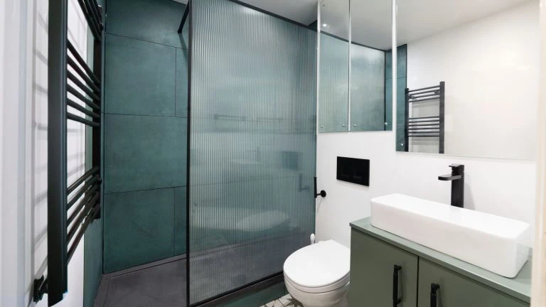 A new walk-in shower installed in a residential customer's en-suite.